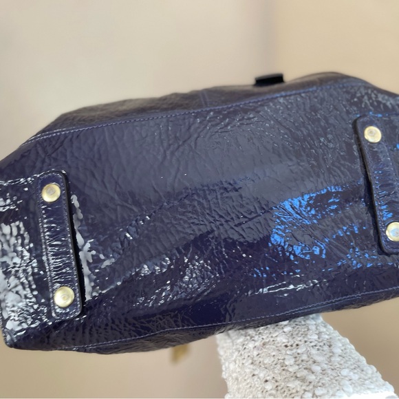 Coach Navy Satchel with Gold Accents - Picture 5 of 5